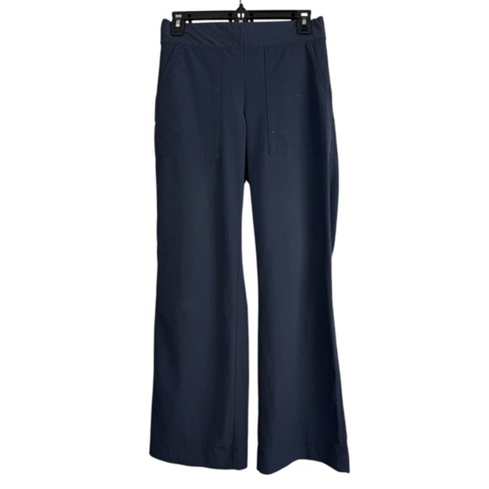 Athleta Track Trouser Navy Blue Wide Leg Zip Pant 4